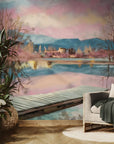 Artistic wallpaper – landscape painted in pastel tones