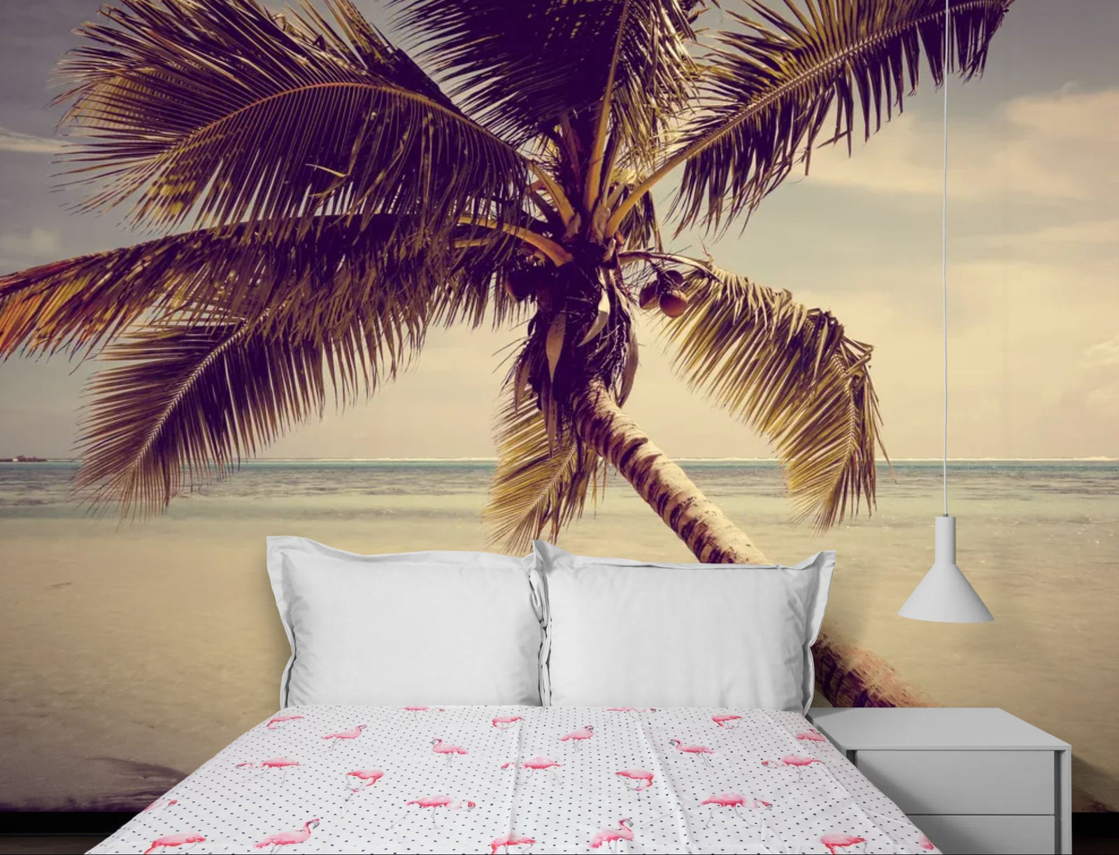 Papier Peint Plage - Palmier Solitaire