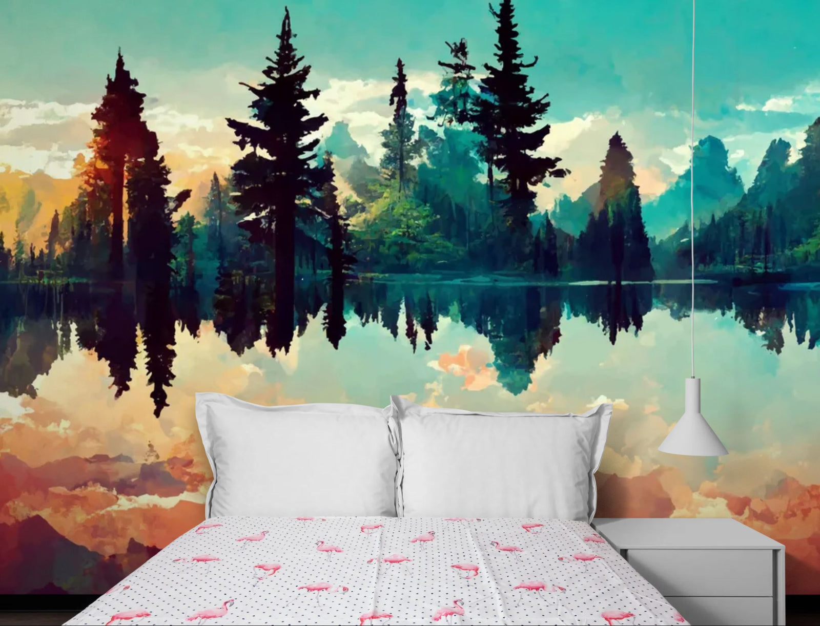 Papier Peint Forêt - Reflets du Lac