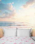 Papier Peint Plage - Aube Sable Blanc & Cocotiers