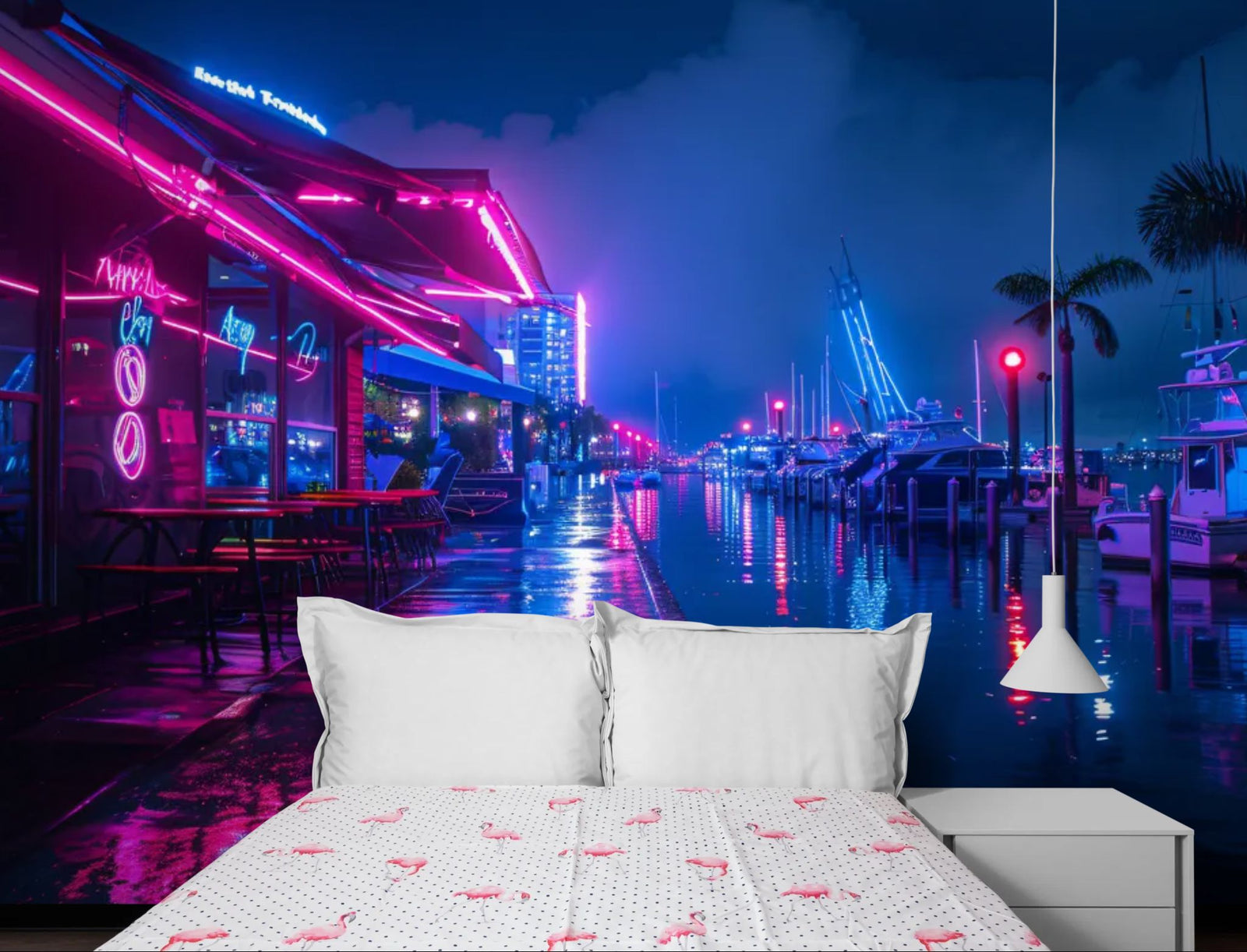 Papier Peint Marina - Quai Néon Bord de Mer