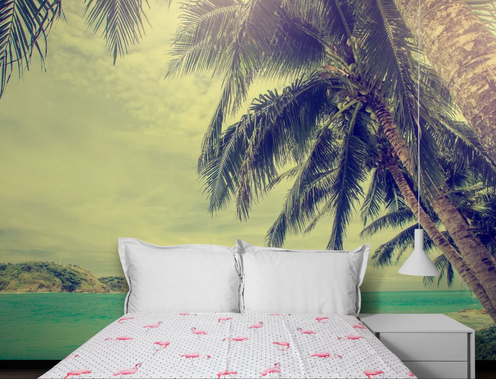 Papier Peint Île Tropicale - Palmiers & Océan Turquoise