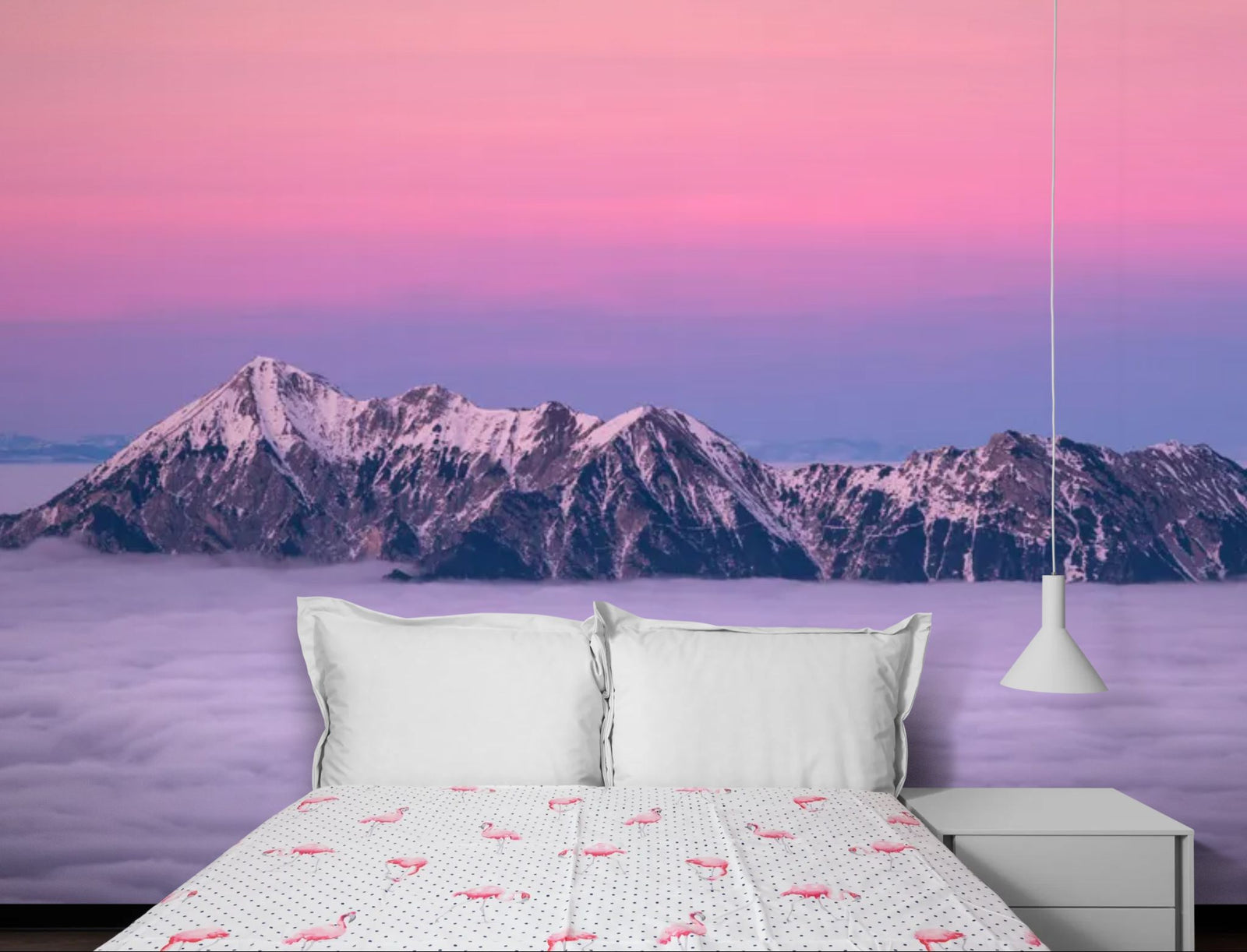 Papier Peint Montagne - Pic Enneigé au-dessus des Nuages