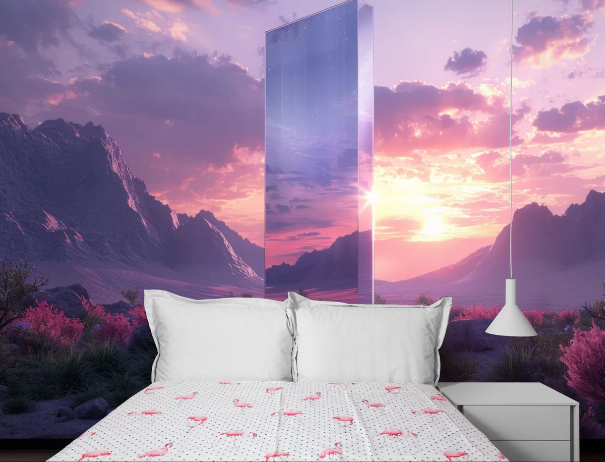 Fantastic wallpaper - Monolith in the middle of a mountain landscape