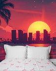 Papier Peint Tropical Sunset - Skyline Miami Mood