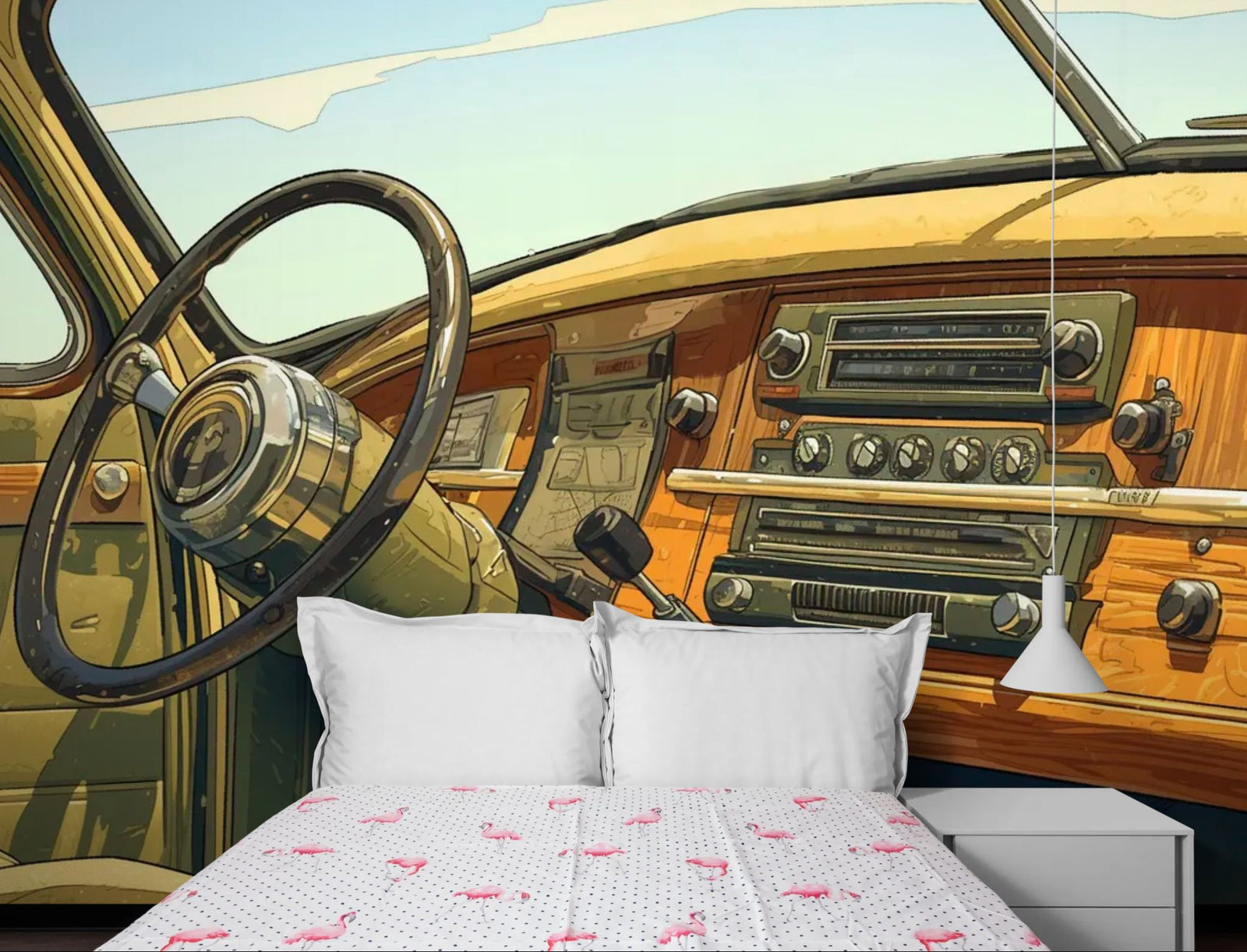 Papier Peint Vintage Voiture - Tableau de Bord Oldtimer