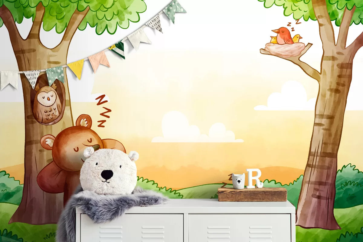 Papier Peint Enfant - Ours Dans Les Bois