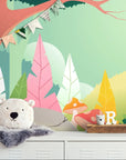 Papier peint enfant – Forêt colorée et ludique