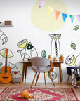Papier peint Enfant – Animaux dessinés et citrons frais