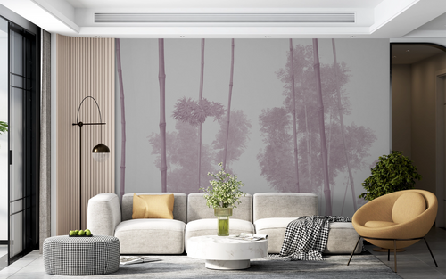 Nature wallpaper - pine silhouettes in the mist