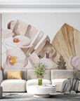Papier peint fleuri - bouquet de fleurs séchées et orchidées blanches