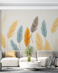 Papier peint nature - herbes à plume et épis dorés