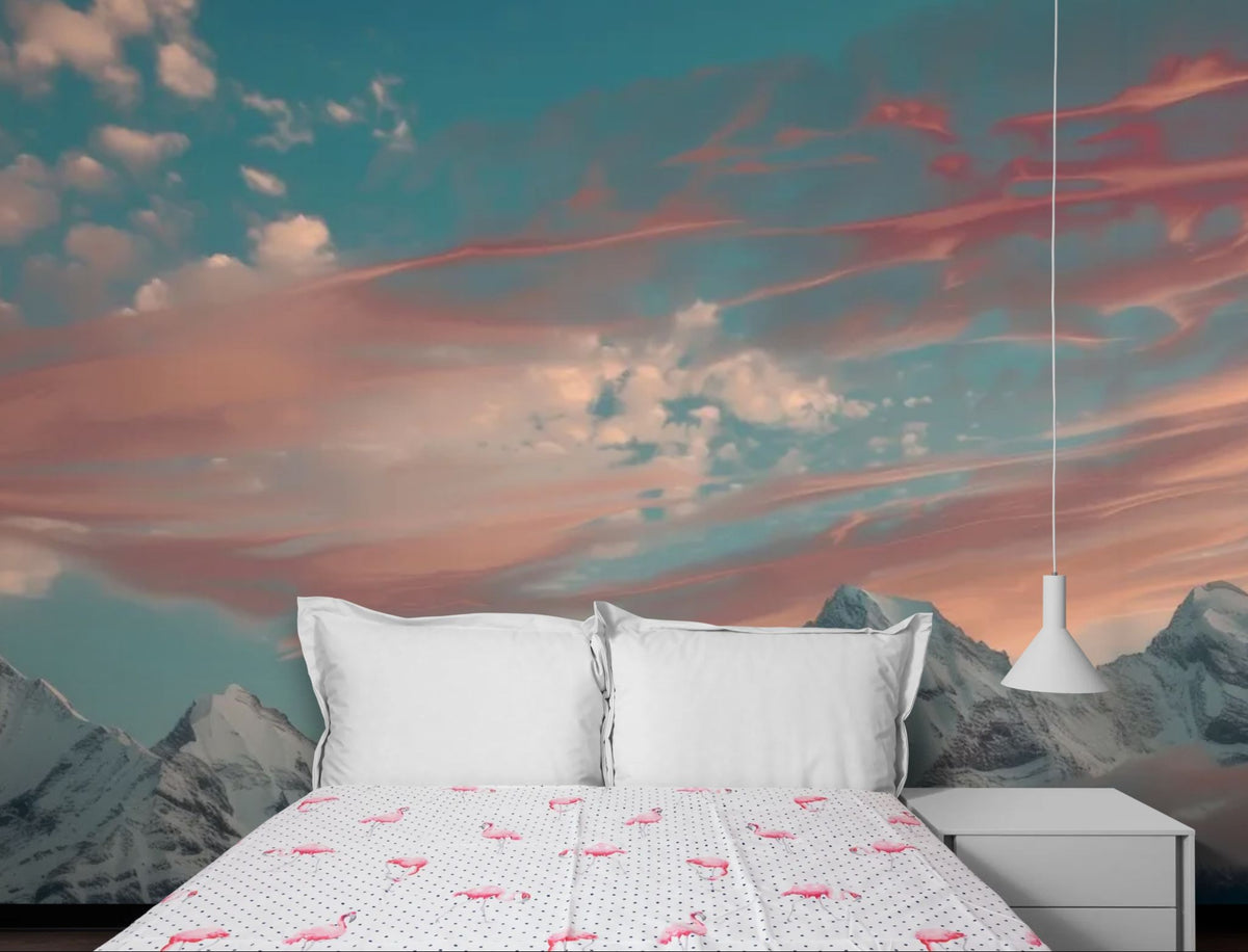 Bergtapete - Rosa Gipfel über den Wolken