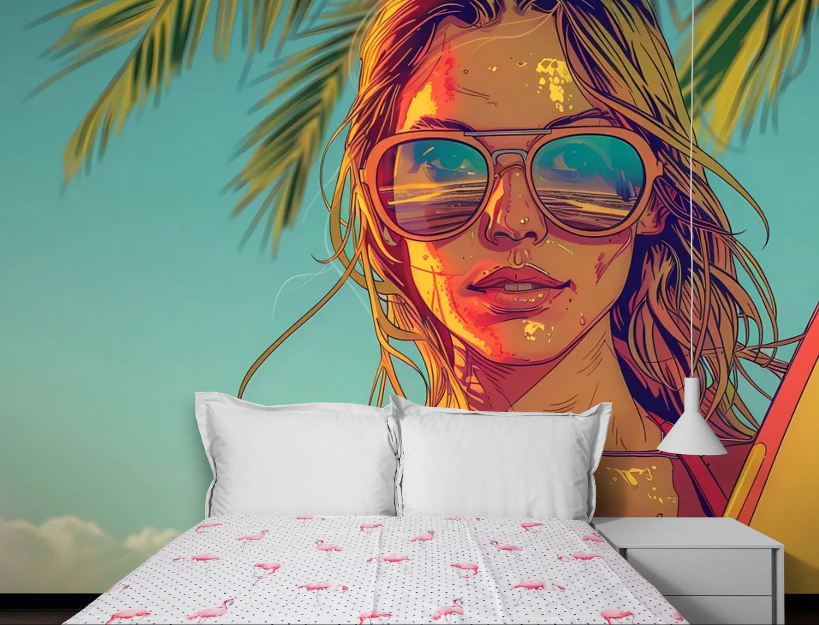 Papier Peint Summer – Surfeuse Tropicale