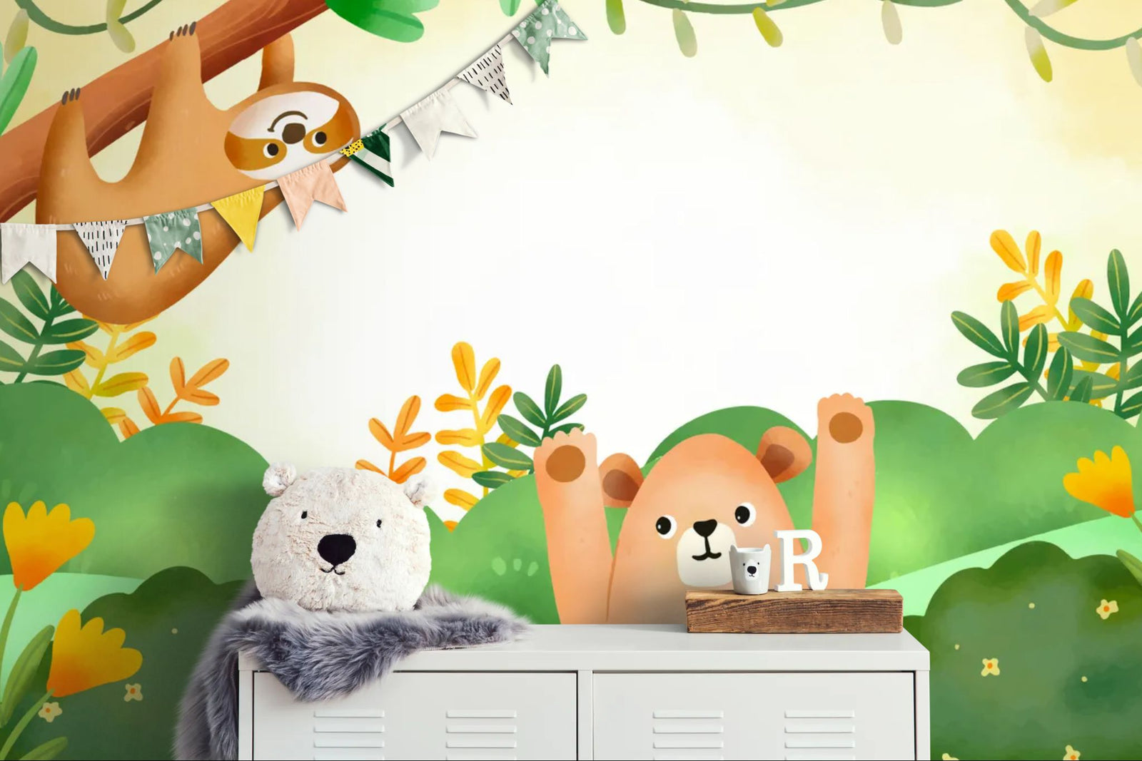 Children's wallpaper – Cute bears and sloths