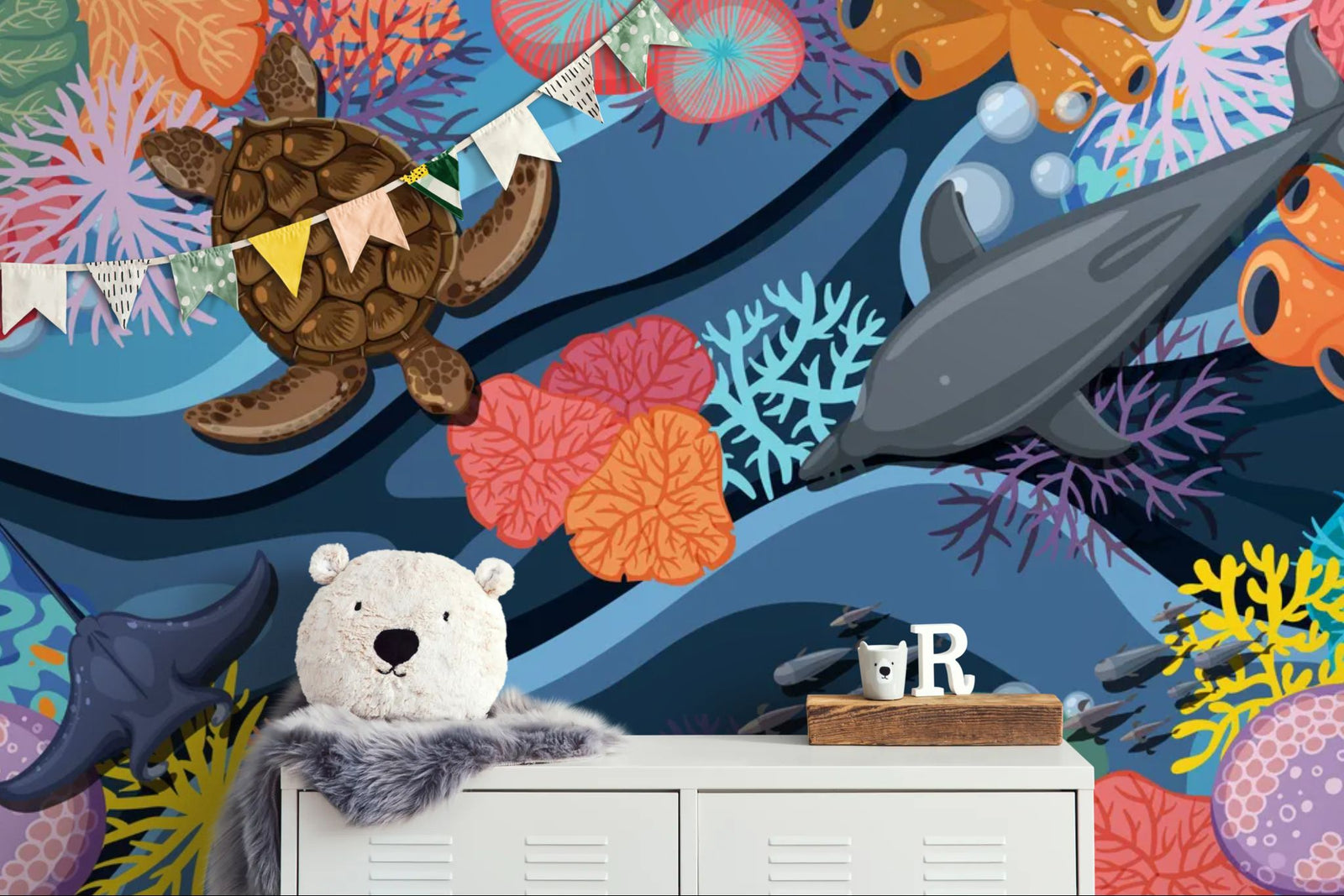 Children's wallpaper – Colorful marine world