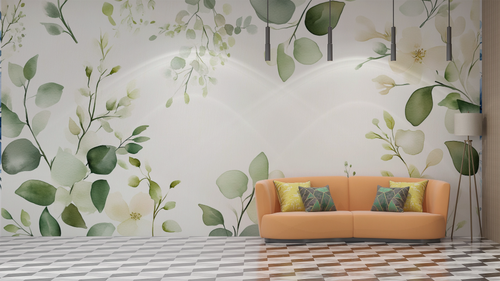 Floral wallpaper - pastel cream bouquet