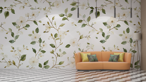 Floral wallpaper - delicate country foliage