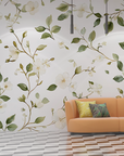 Papier peint fleuri - délicat feuillage champêtre