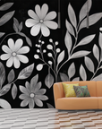 Papier peint fleuri - parterre de marguerites rétro