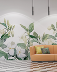 Papier peint fleuri - frise de jasmin blanc