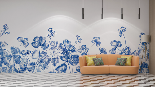 Floral wallpaper - carpet of small blue flowers