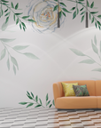 Papier peint fleuri - cadre de roses blanches