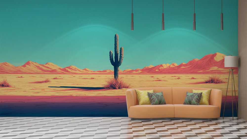 Papier peint déserts - grand cactus solitaire