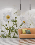 Papier peint fleuri - tapis de marguerites blanches