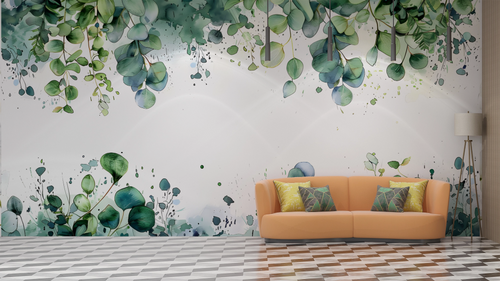 Floral wallpaper - green eucalyptus foliage