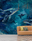 Papier peint animaux - baleines bleues en pleine mer