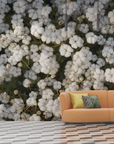 Papier peint fleuri - parterre de petites fleurs blanches