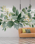 Papier peint fleuri - frise eucalyptus aquarelle