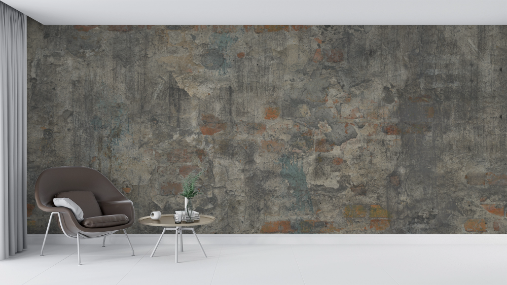 Papier peint grunge - texture de béton ciré vieilli gris