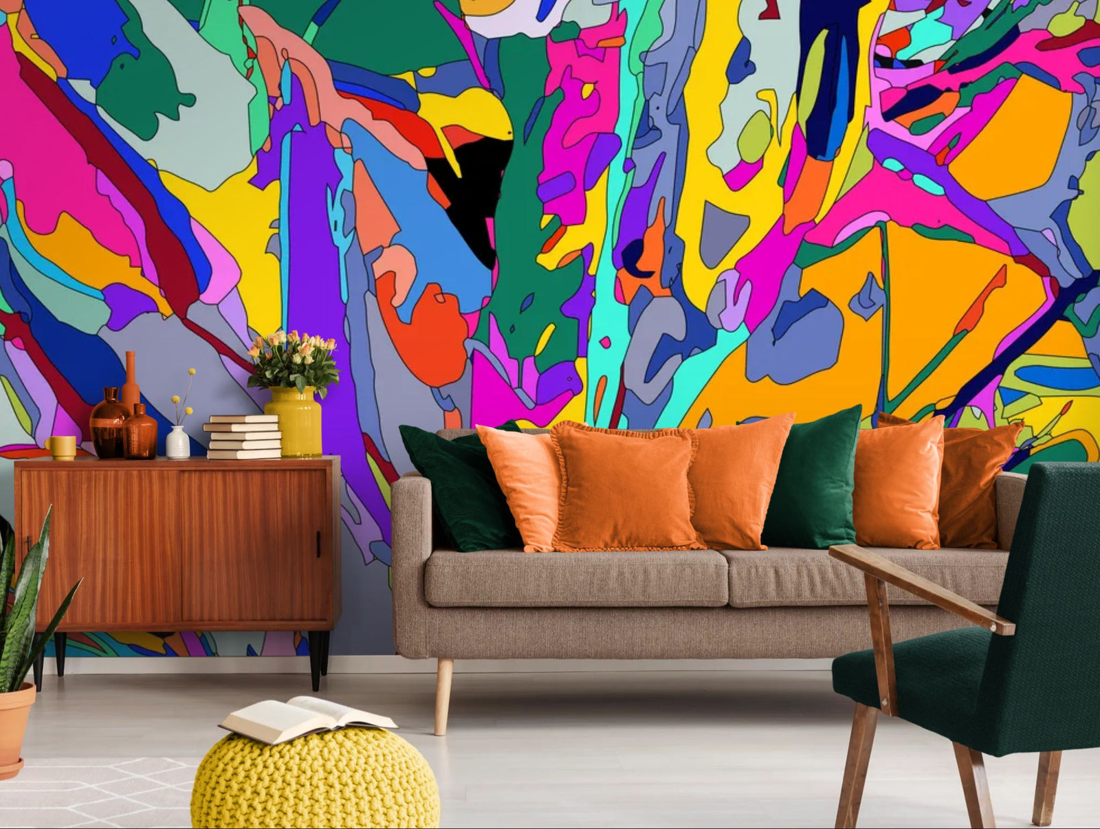 Papier peint abstrait – Multicolore contemporain