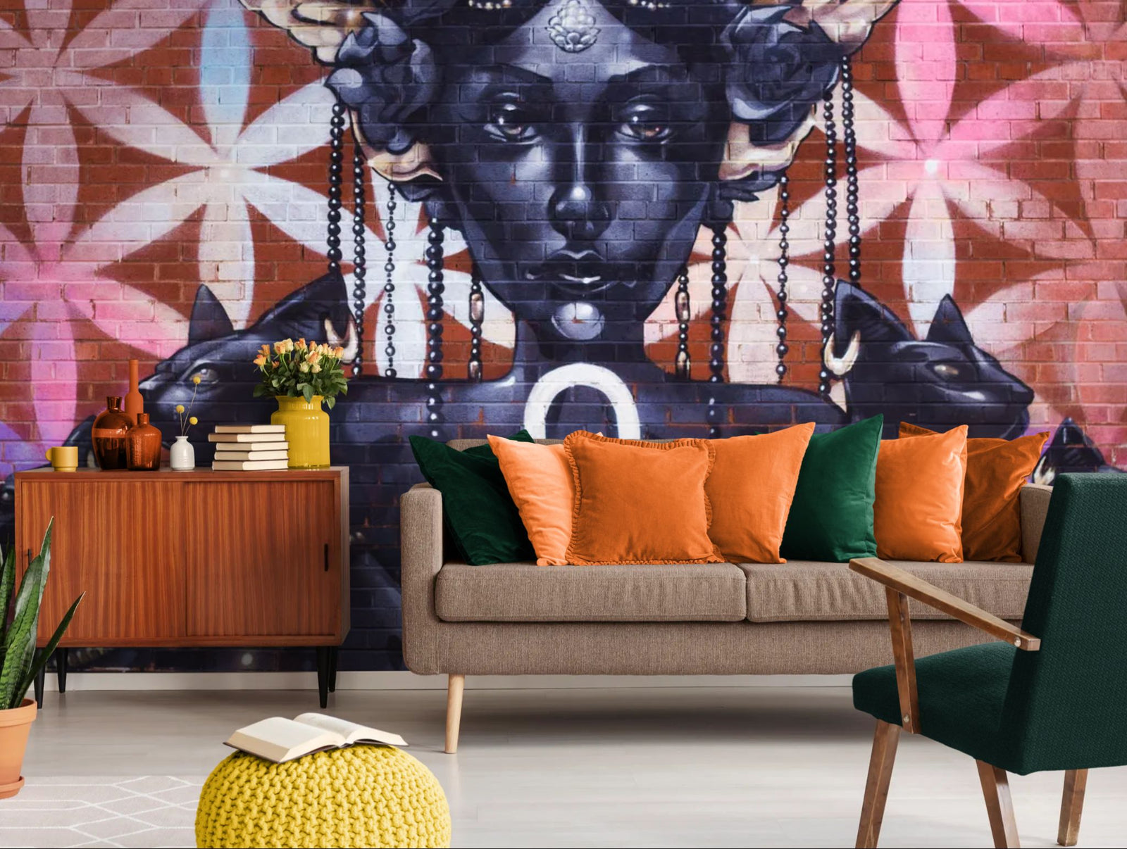 Street art wallpaper – modern Egyptian goddess