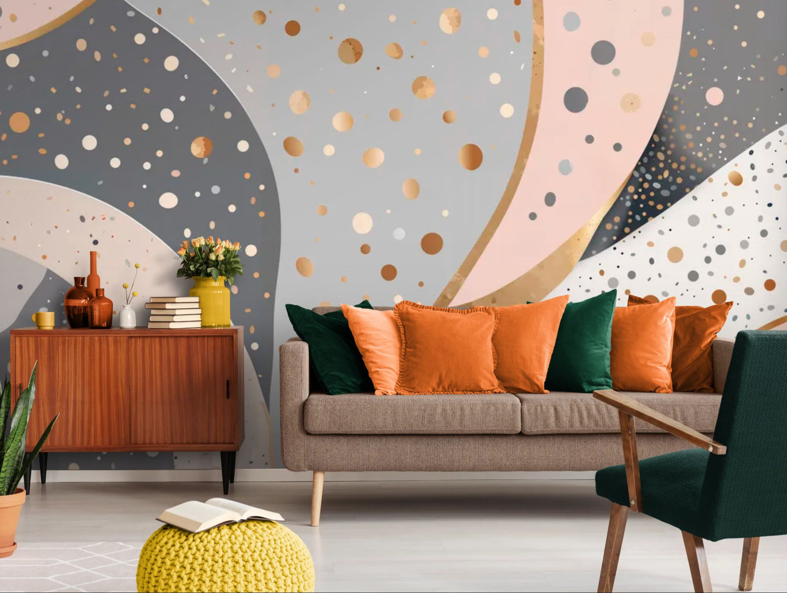 Abstract wallpaper – Beige and gold