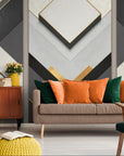Geometric wallpaper – Black, white and gold