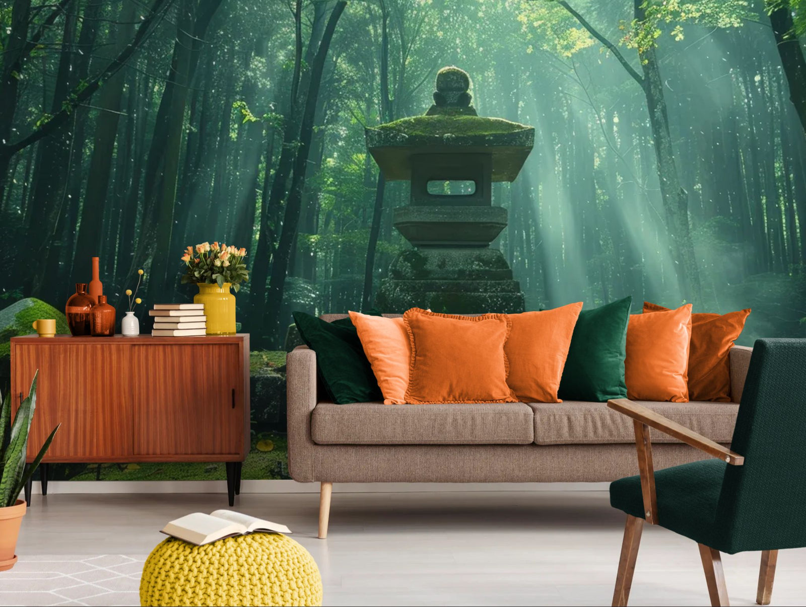 papier peint forêt – temple japonais mystique