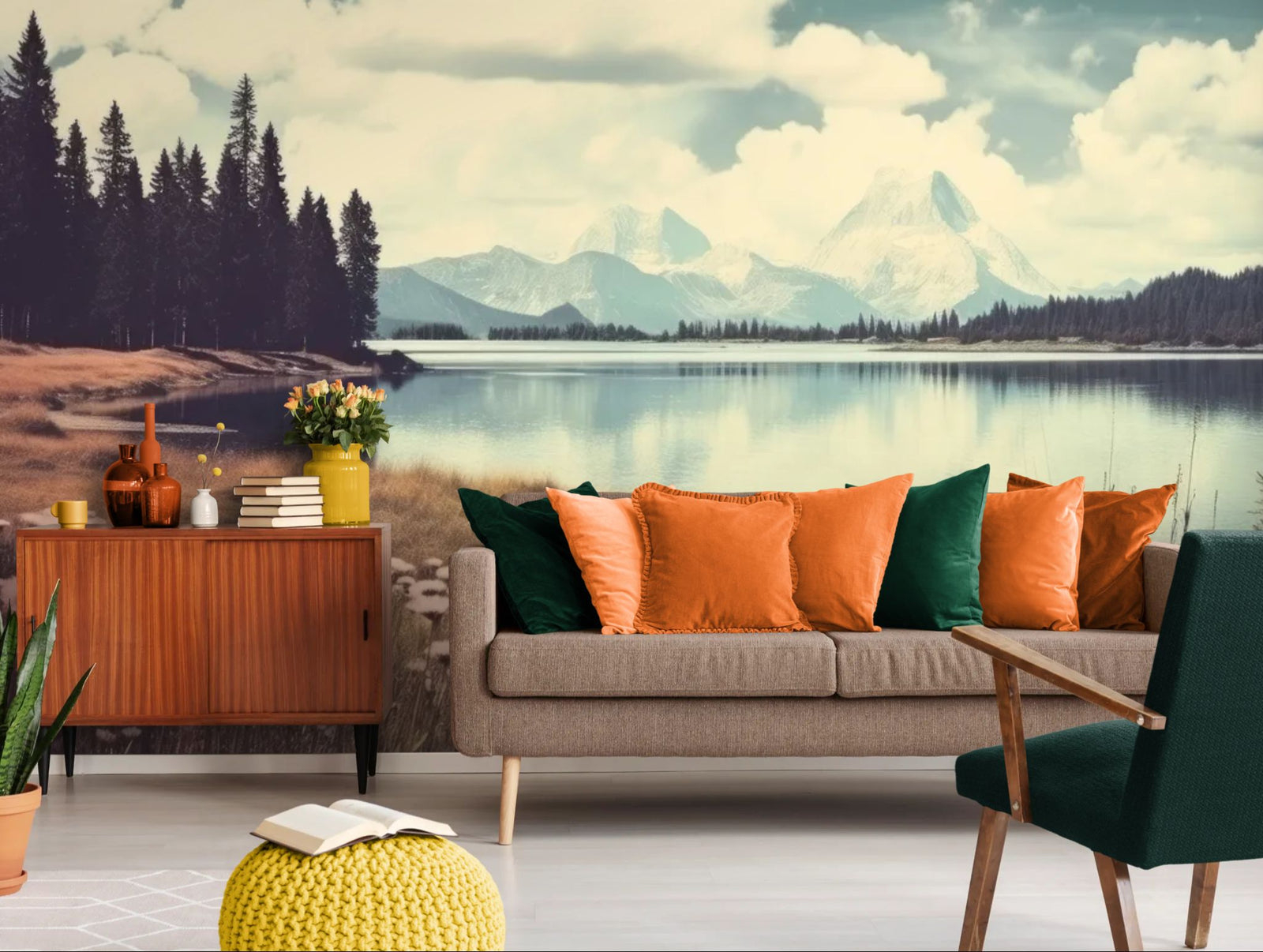 Landscape wallpaper – Mountain lake with soft reflections