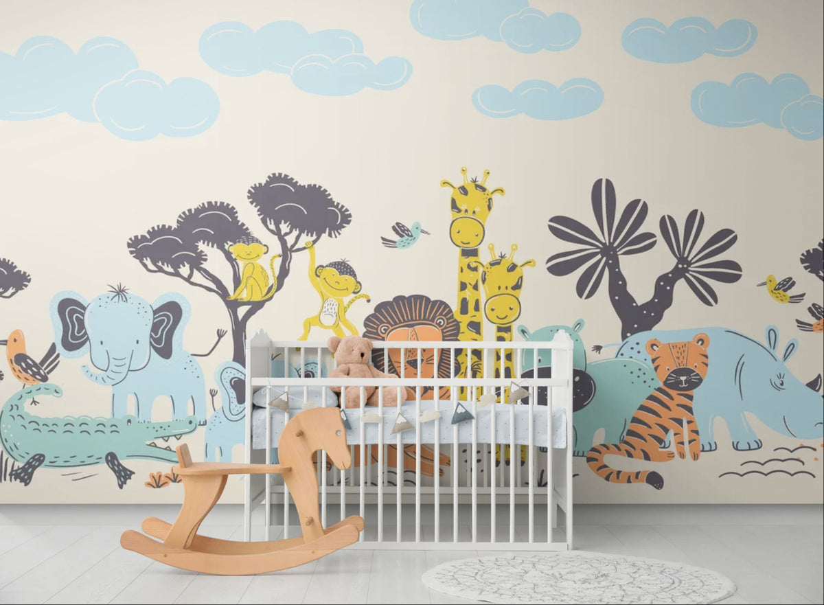 Papier peint enfant - Animaux de la savane