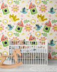 Papier peint enfant – Motifs oiseaux et fleurs