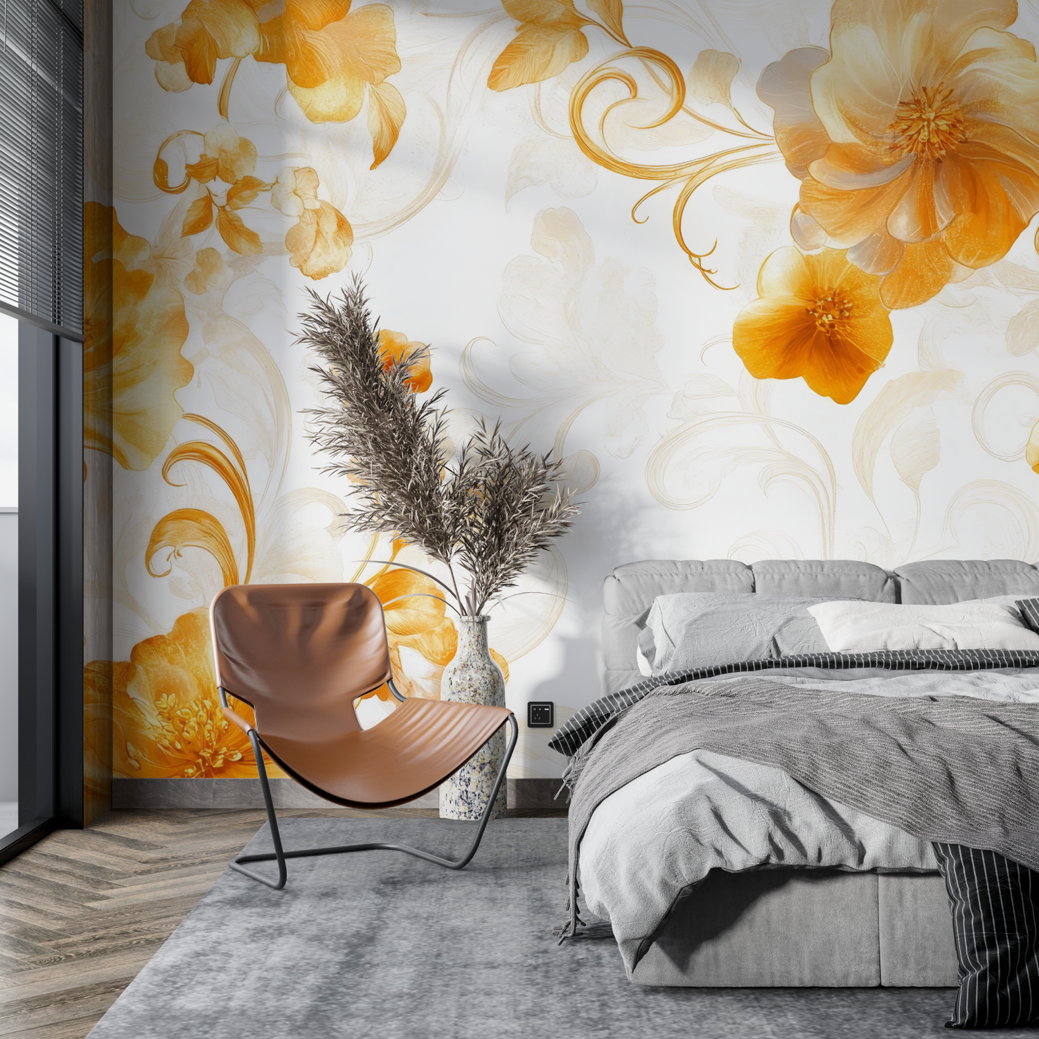 Papier Peint Art & Déco - Tapisserie de Fleurs de Safran