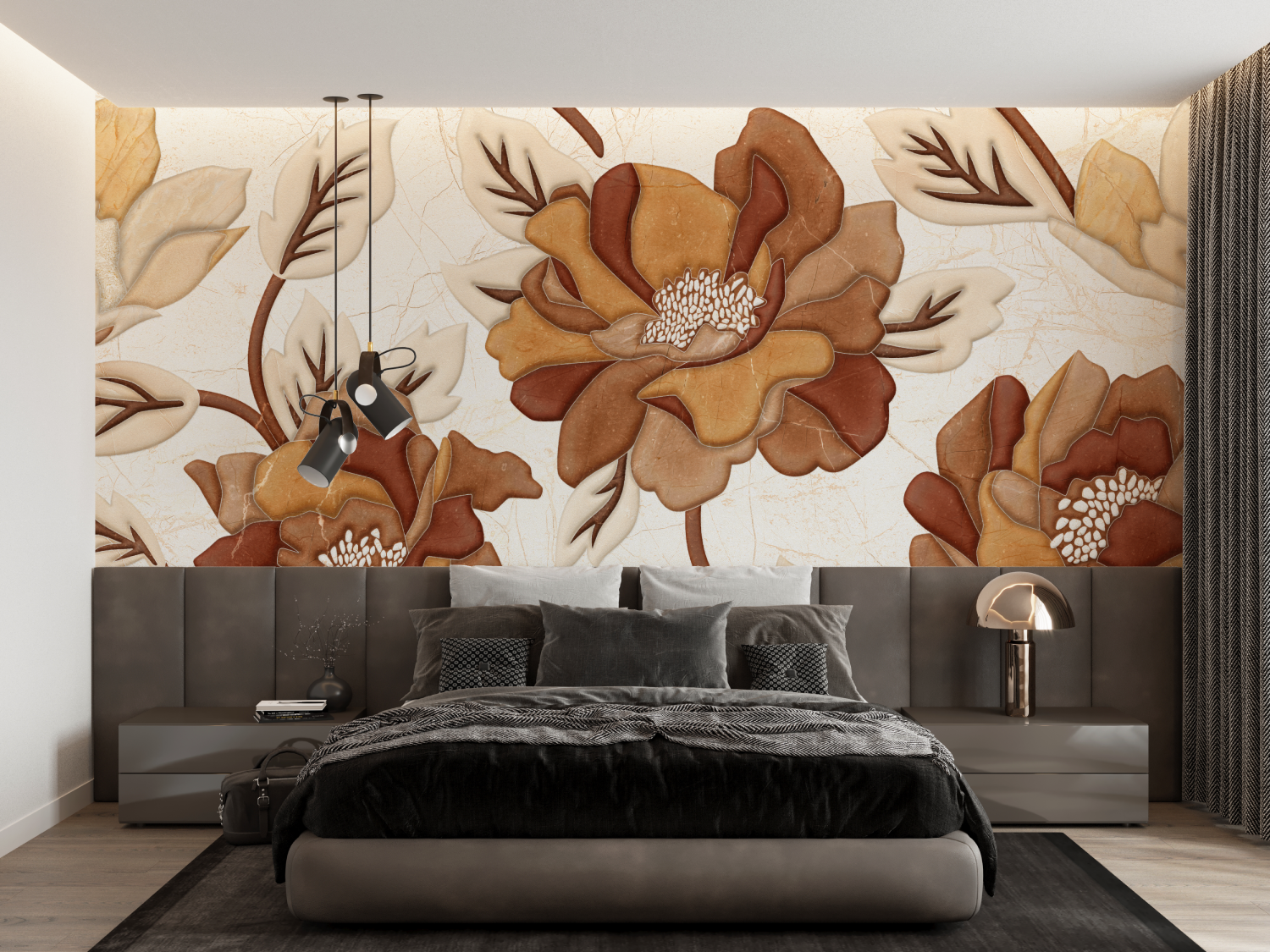 Terracotta Flower Wallpaper