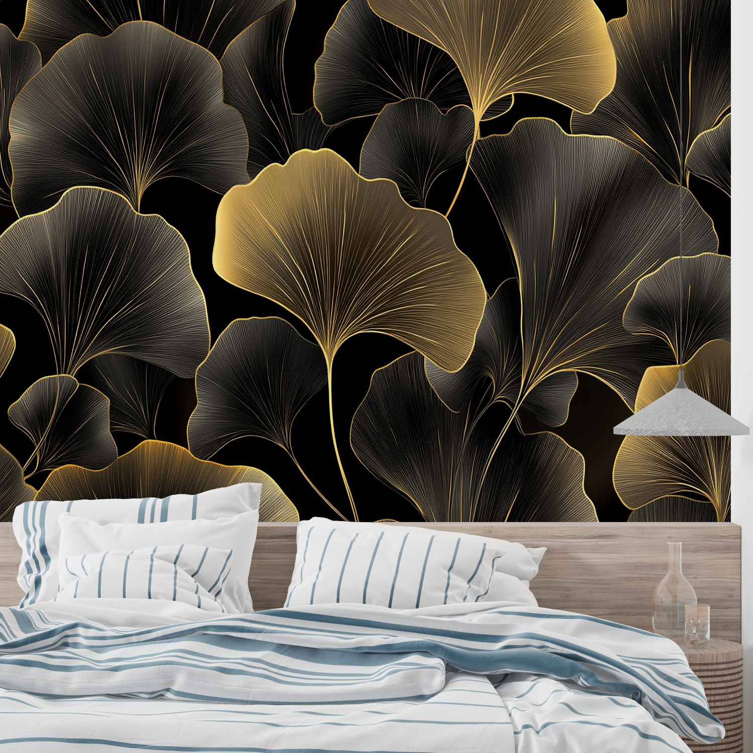 Foliage Wallpaper - Golden Ginkgo Fans