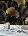 Papier Peint Feuillage - Éventails Dorés de Ginkgo
