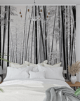 Forest Wallpaper - Black Bamboo on White Background