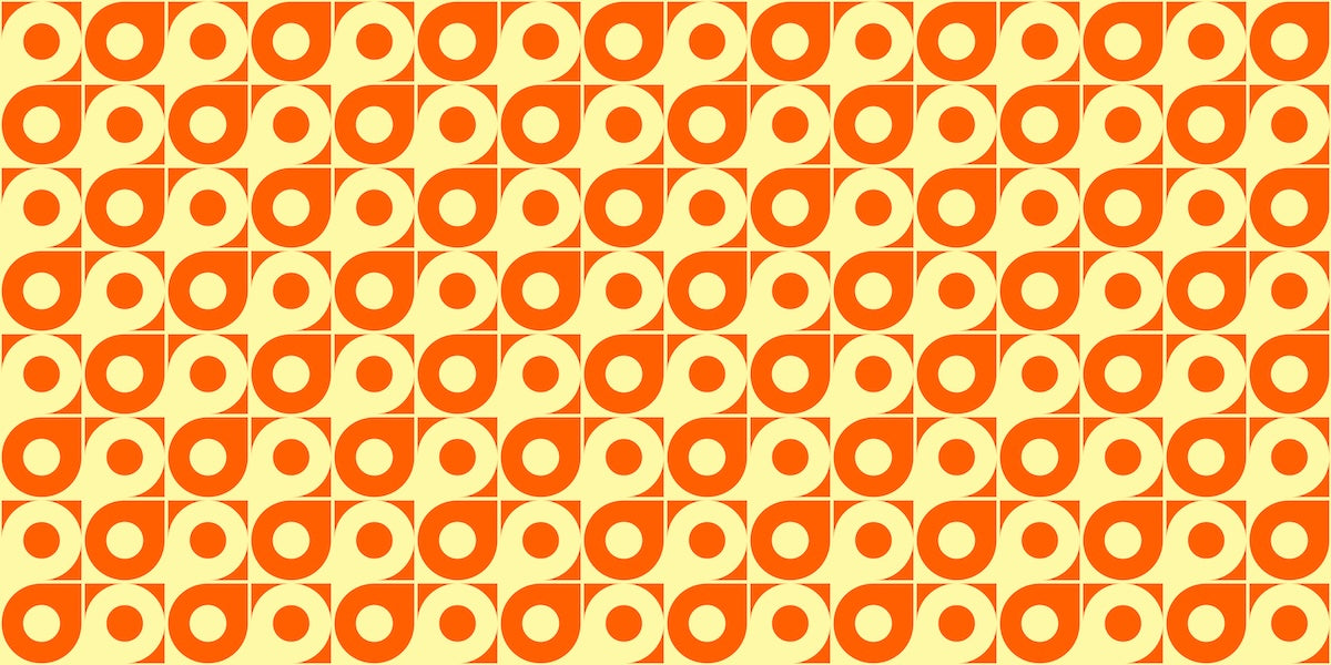 Papier peint rétro - cercles graphiques orange