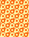 Papier peint rétro - cercles graphiques orange