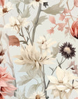 Papier peint fleuri - dahlia pastel rétro